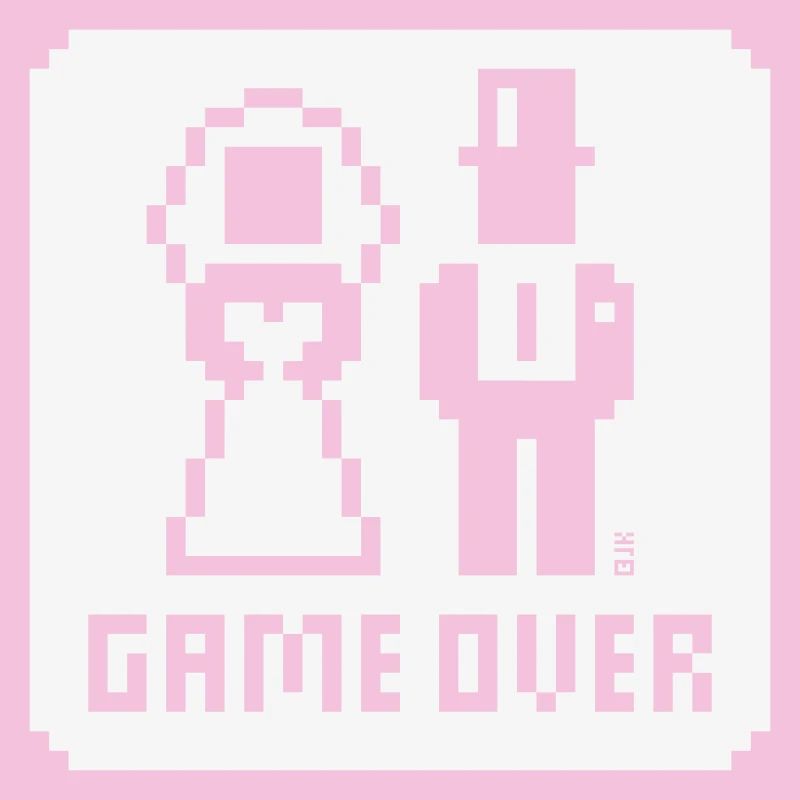 Game Over (mariage, enterrement de vie de garçon, mariés, pixel, NEG W)