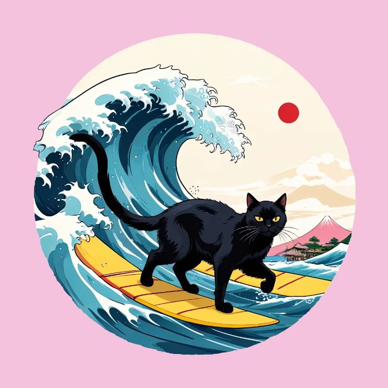 Black Cat Surfing Wave