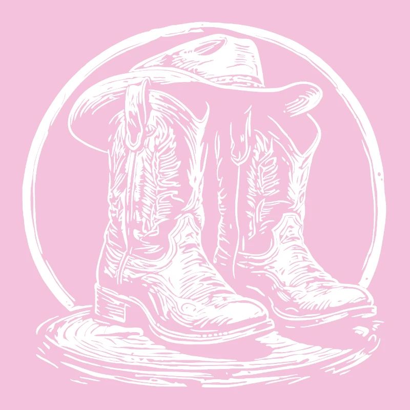 Western Boots silhouette in a circle