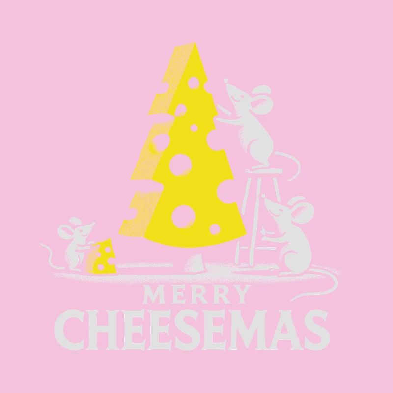 Merry Cheesemas Cute Mice & Cheese Tree Tee