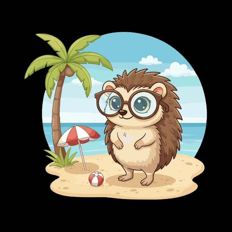 Süßer Igel mit Brille Strand-Sommerurlaub