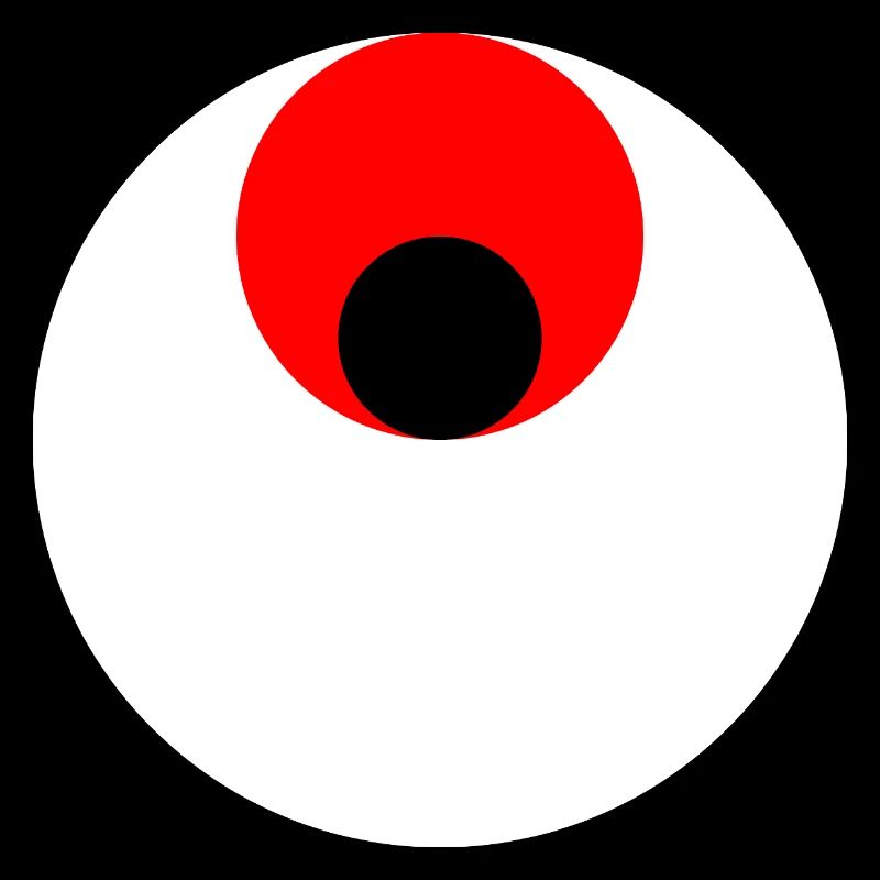 3 cercles, blanc, rouge et noir