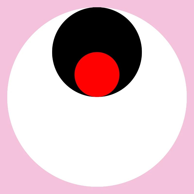 3 cercles, blanc, noir et rouge