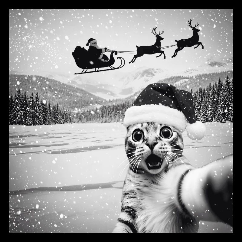 Selfie de chat avec le Père Noël drôle