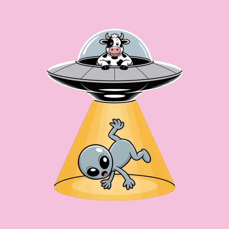 Vache enlevant un extraterrestre - Logo d’extraterrestre cool