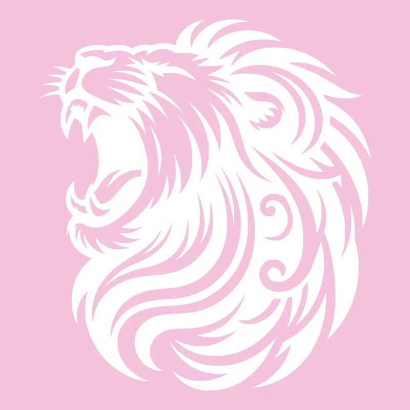 Roaring lion with elegant mane and teeth