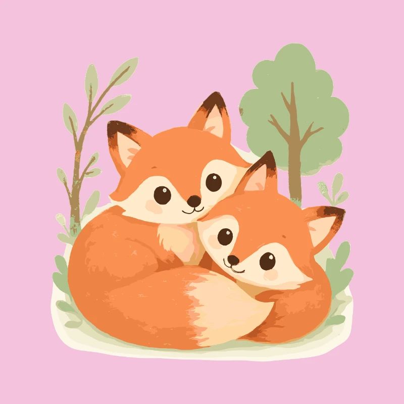 Süßes Fuchs Pärchen im Wald