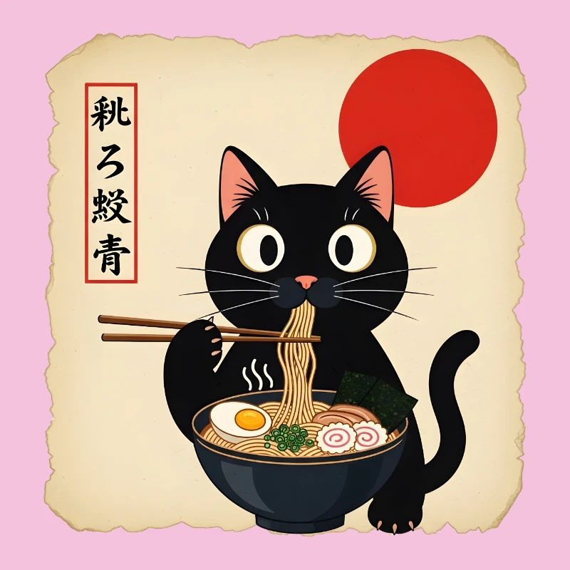 Soupe de chat avec soleil rouge
