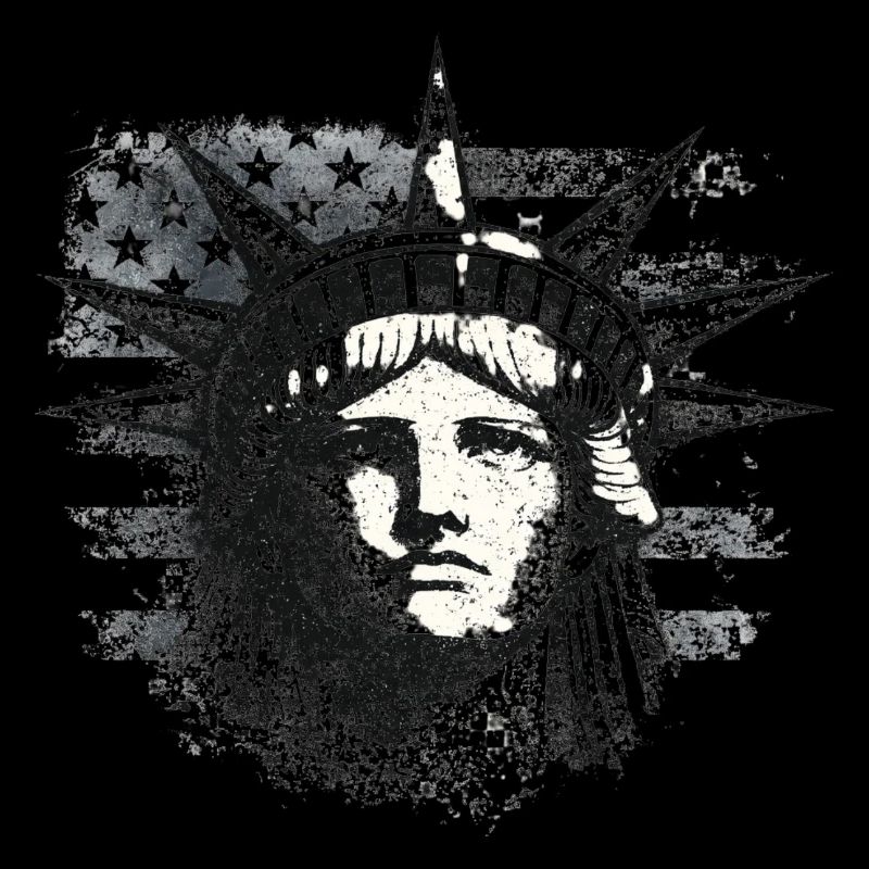 Statue of Liberty with US flag