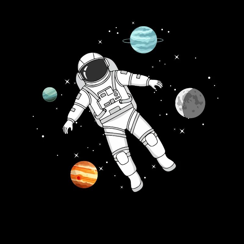 Un astronaute flotte dans l’espace avec des planètes