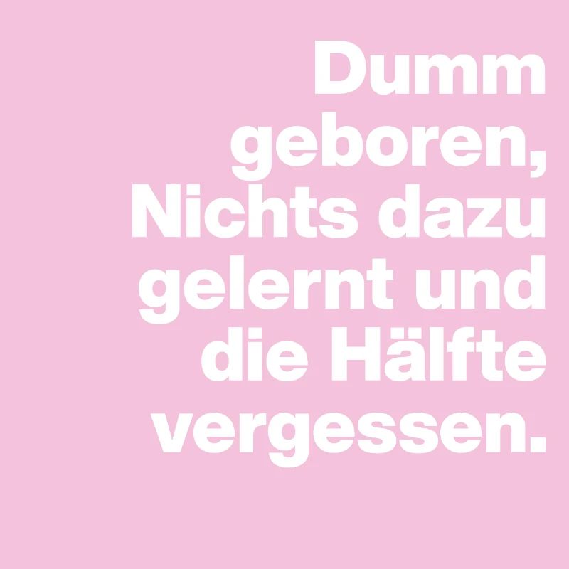 DUMM GEBOREN, NICHTS GELERNT. SARKASMUS, FRECH