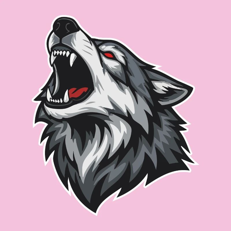 Wild Wolf Howling Red-Eyes Wolf Mascot