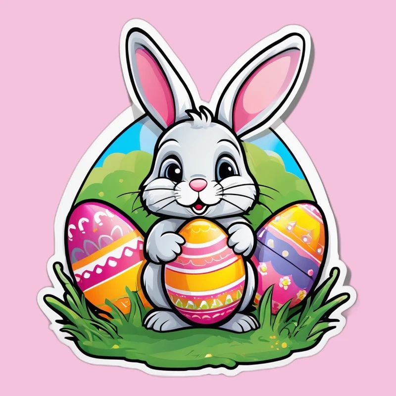 Easter hare and colorful eggs