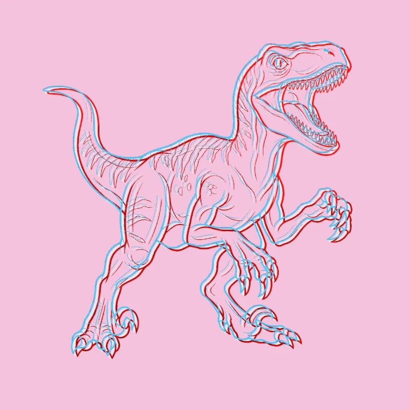 Squelette 3D de dinosaure néon