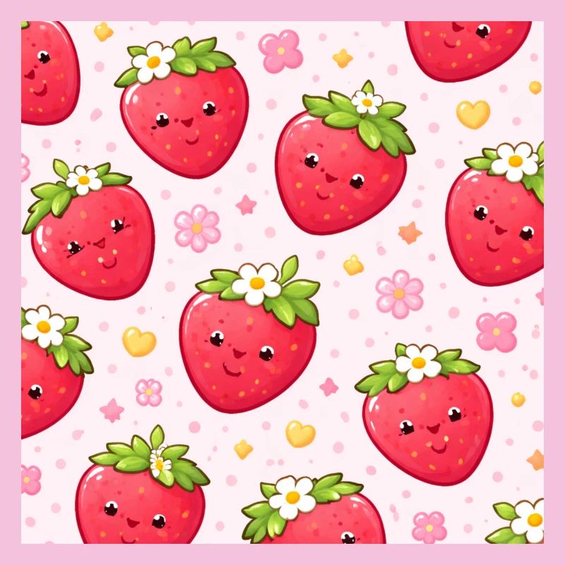 Kawaii Strawberry Polka Dot Pattern Pink