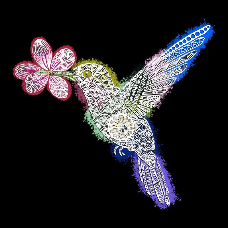 Zentangle-Kolibri mit Blume