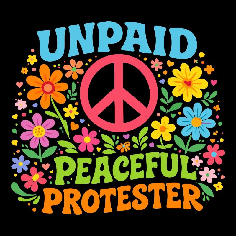 Unpaid Peaceful Protest Retro Flowers