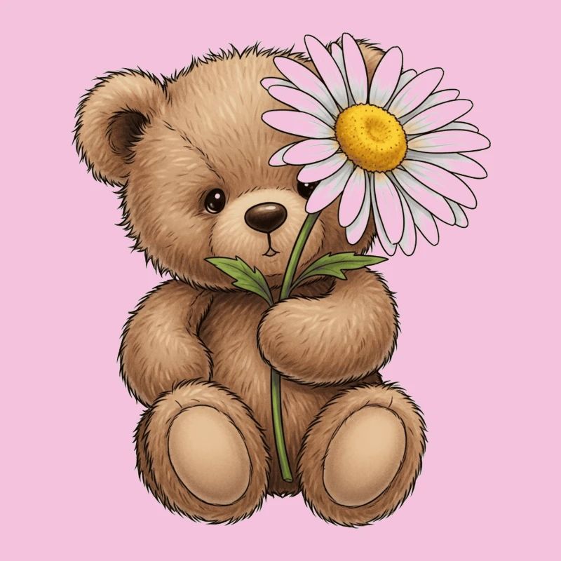 T-shirt Ours Mignon avec Fleur - Design Douceur 
