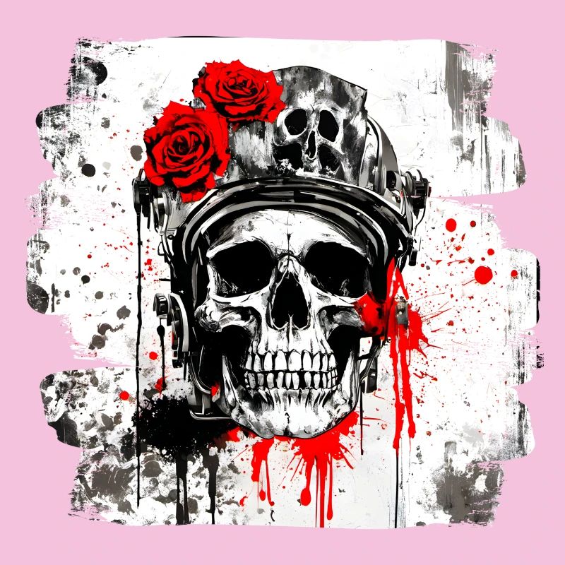 Crâne de rose avec des écouteurs
