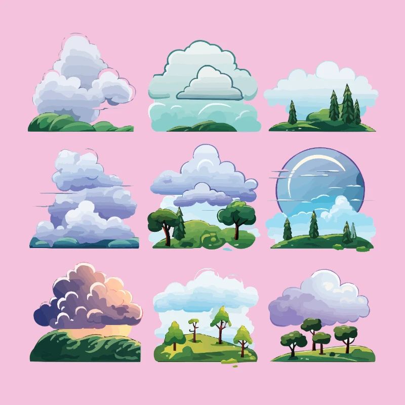 Ensemble de dessins animés Cloudscapes