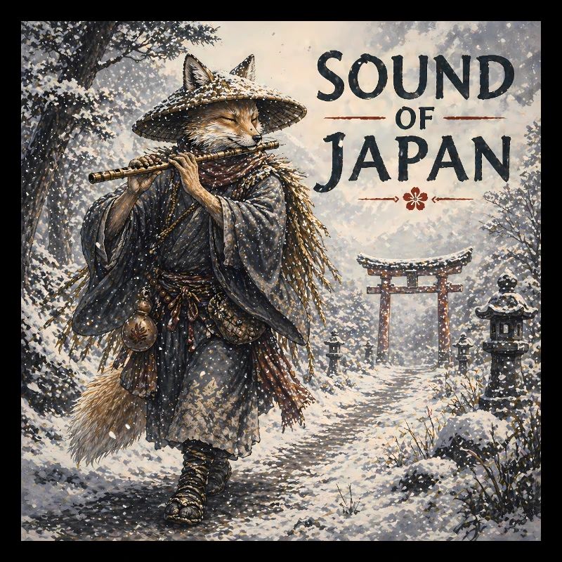 Japanisches Kitsune-Flötendesign