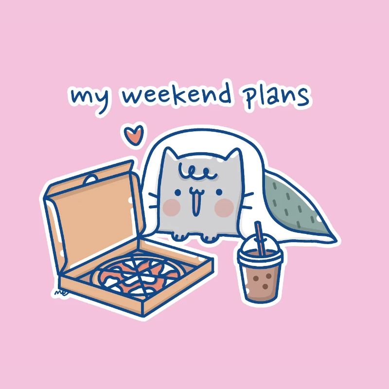 Chat Kawaii avec Pizza Design