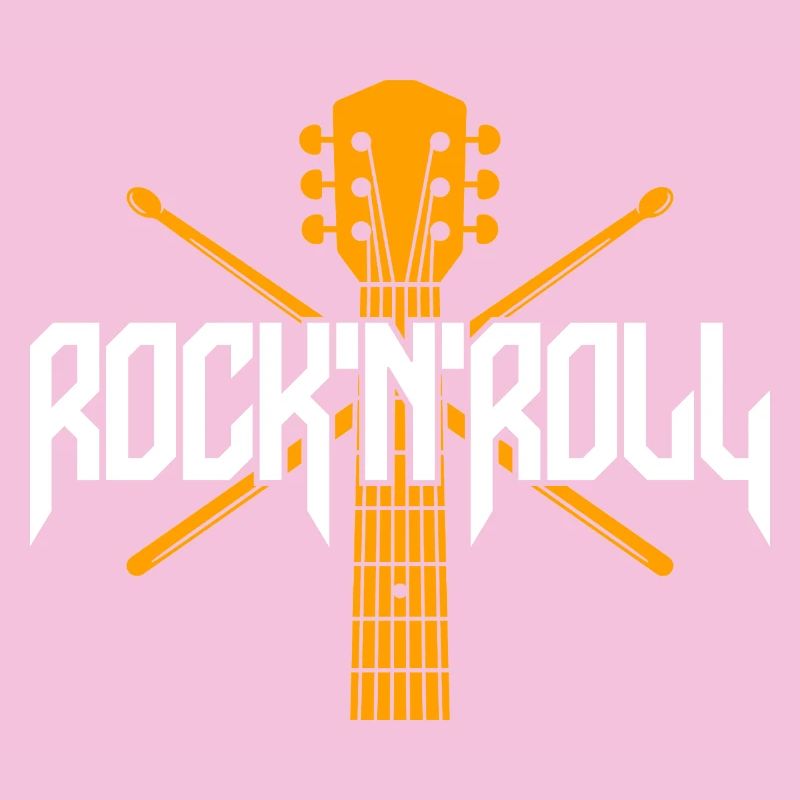 Rock 'N' Roll Guitar and Drumsticks Emblem