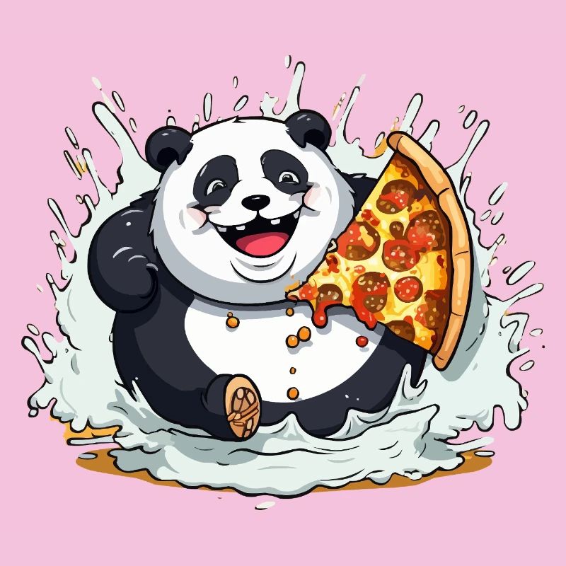 Panda Pizza Splash Cartoon