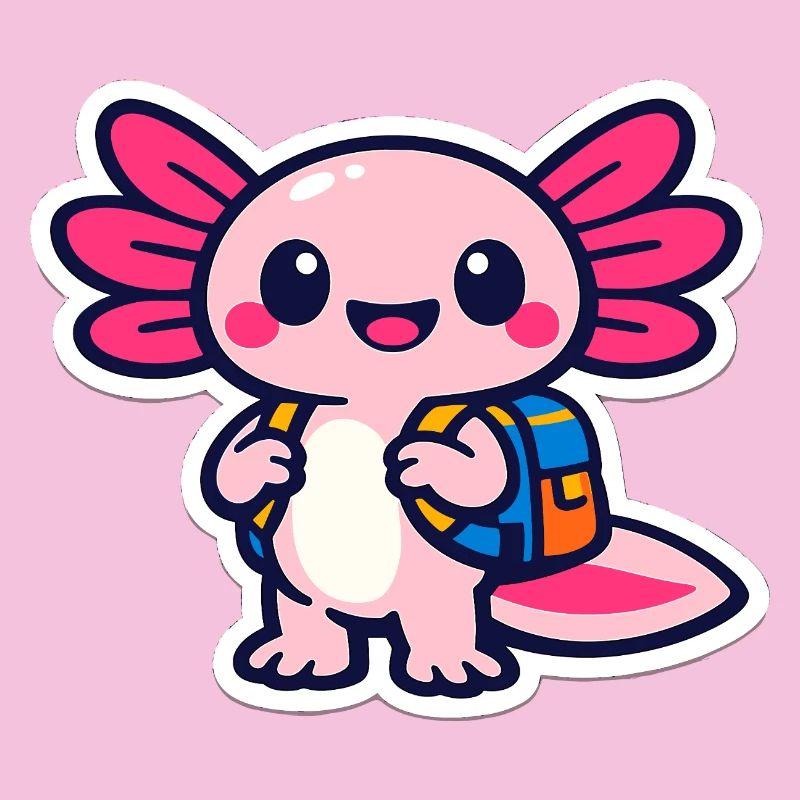 Finally schoolchild cute axolotl for school enrollment