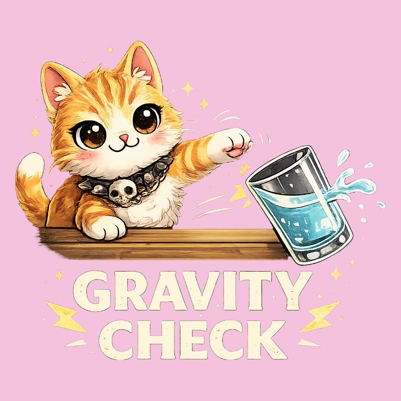 Gravity Check Katze lustiger Spruch