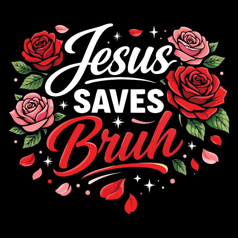 Jesus Saves Bruh Floral Script
