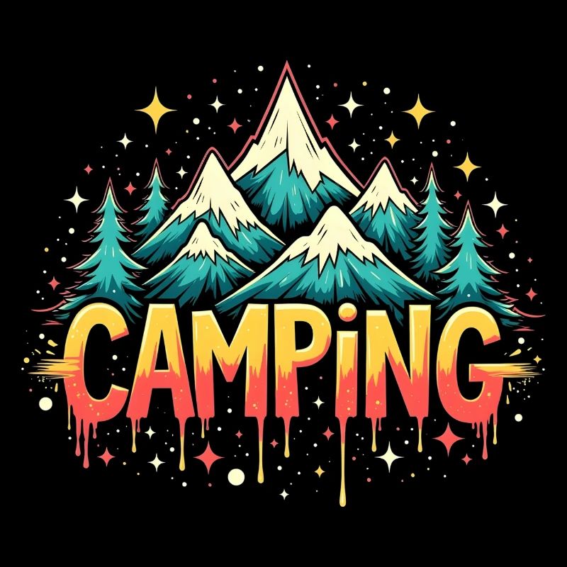 Lettrage rétro du camping de montagne