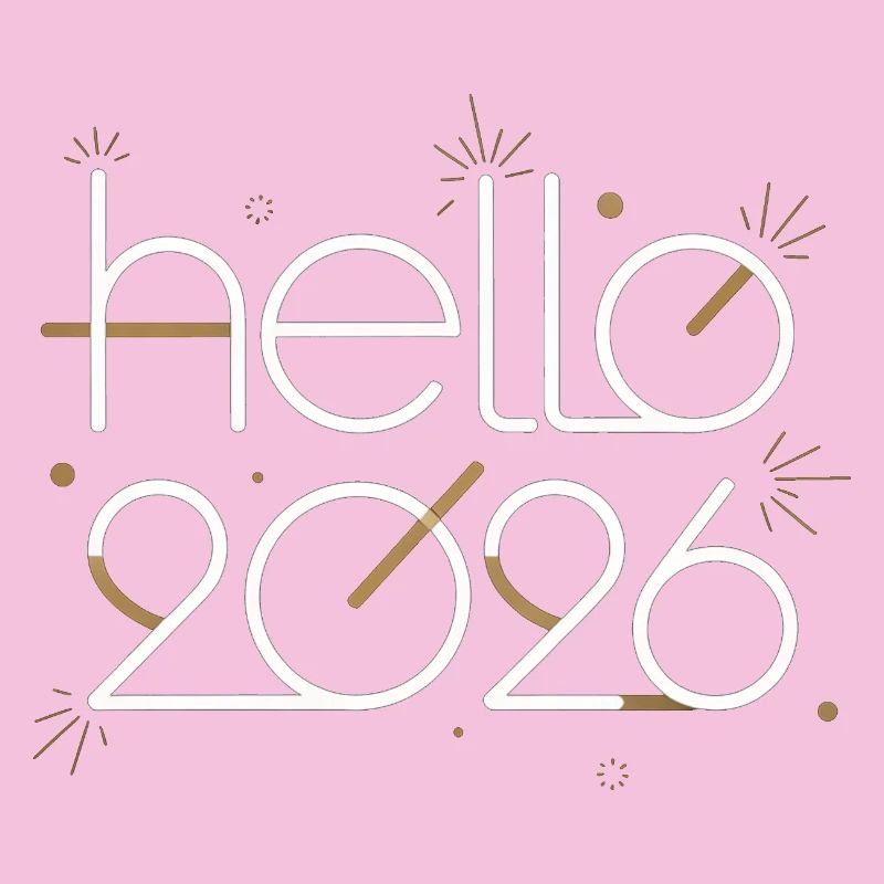 Hello 2026 Neon Outline