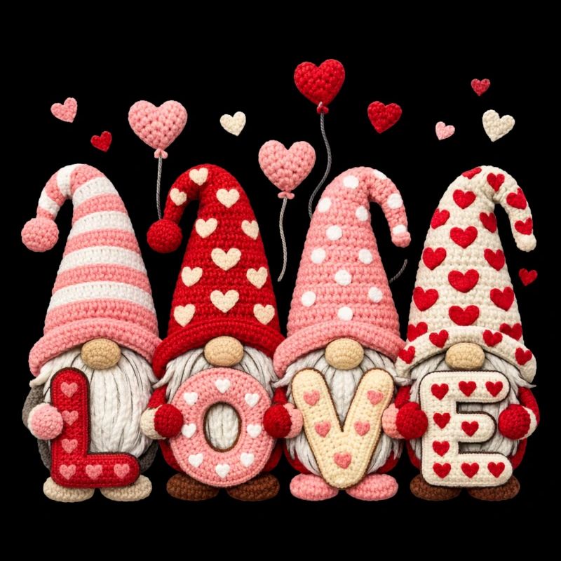 Motif de cœur de gnome de la Saint-Valentin avec amour