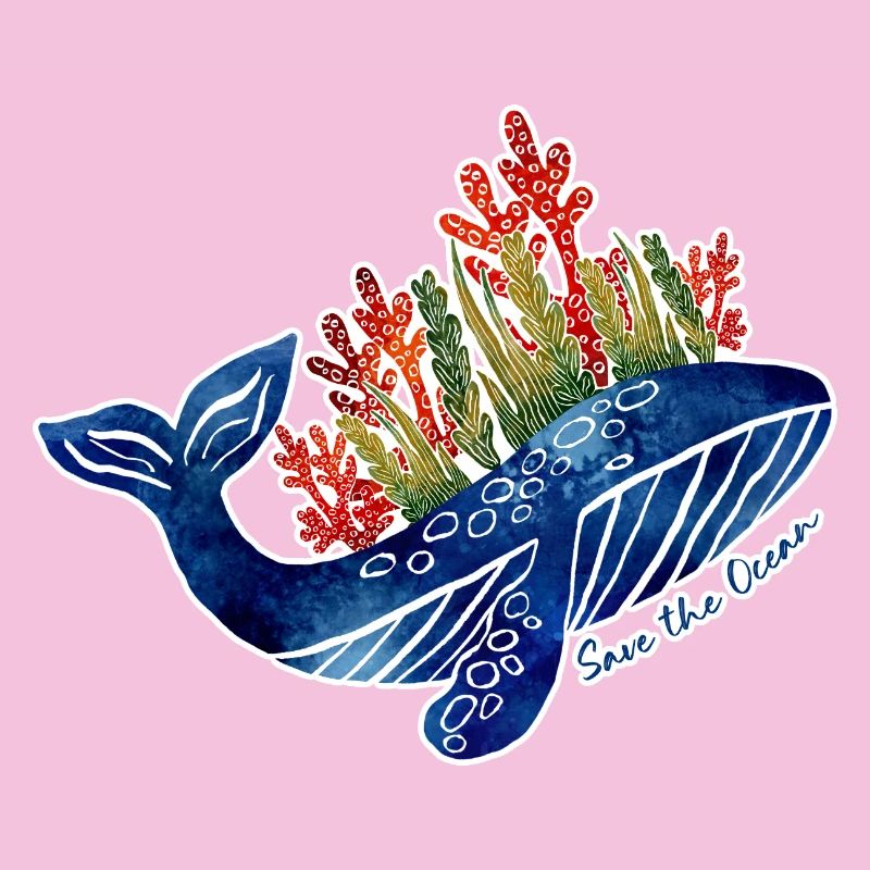Illustration de baleine avec du corail | Protéger la mer