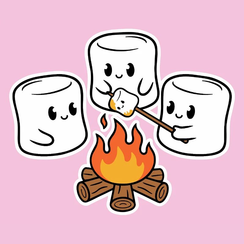 Cuddly marshmallows at the campfire