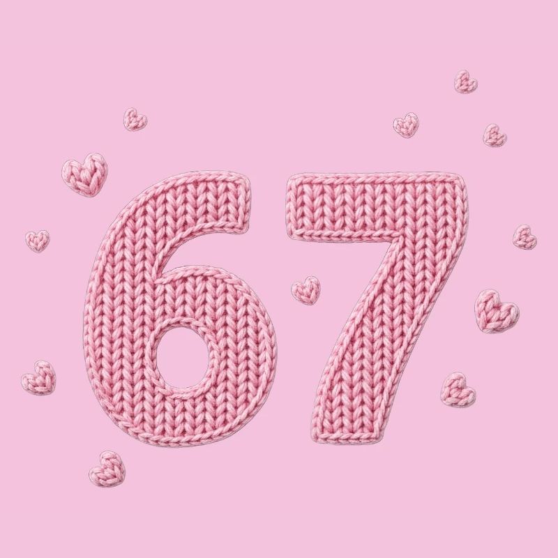 6 7 Meme – Pink Heart Pattern
