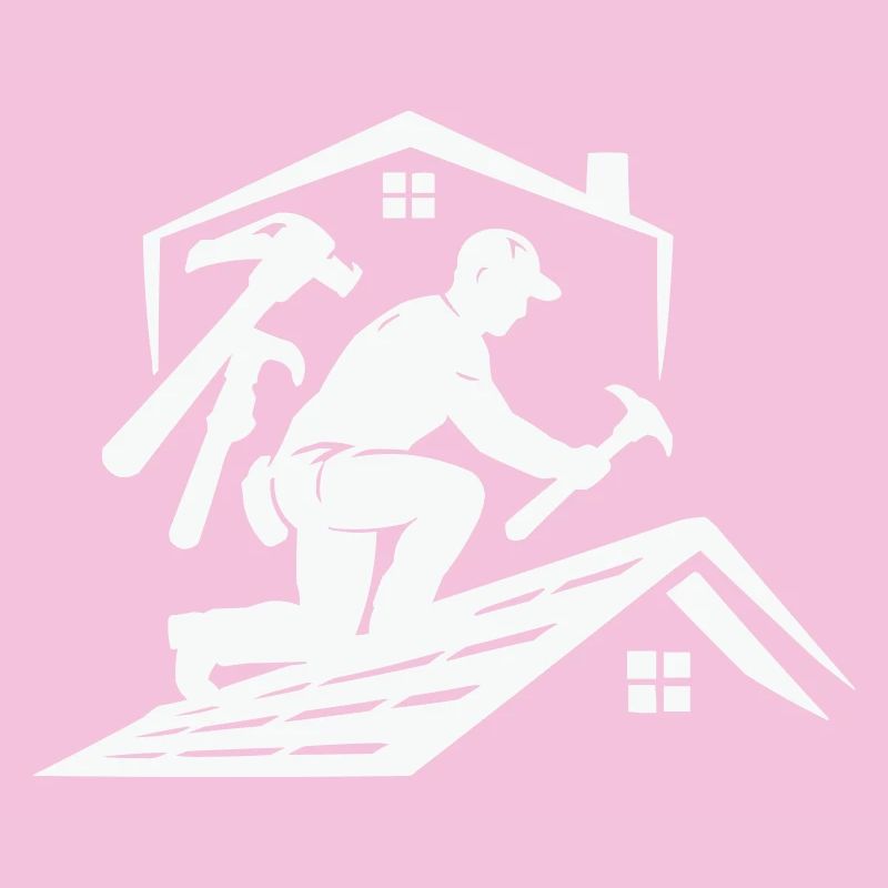 Roofer silhouette on the roof