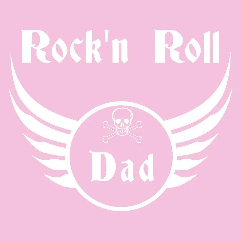Dad Rock and Roll White Skull Wings