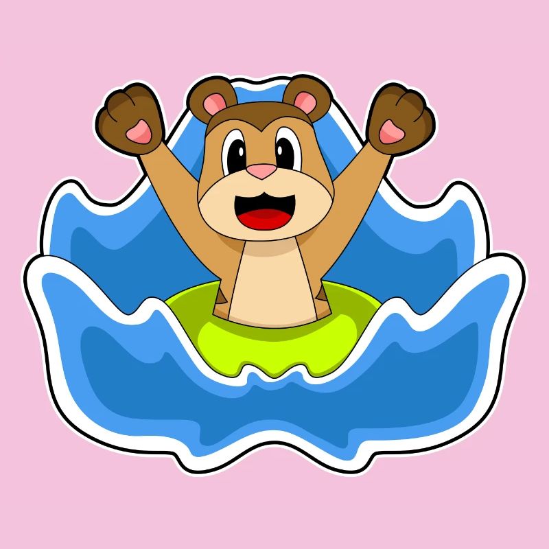 Été de la nage dans le ring de natation de suricate