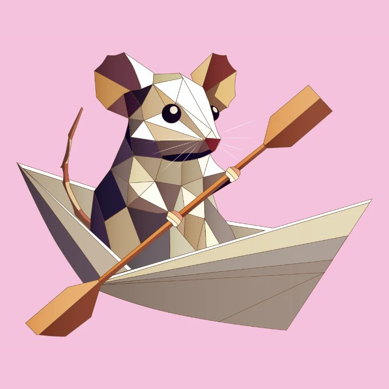 Adventurous mouse in paper boat