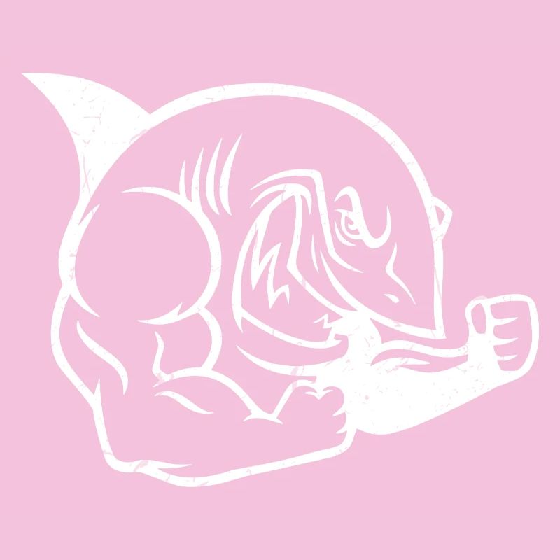 Muscular Shark Bodybuilder Workout Silhouette
