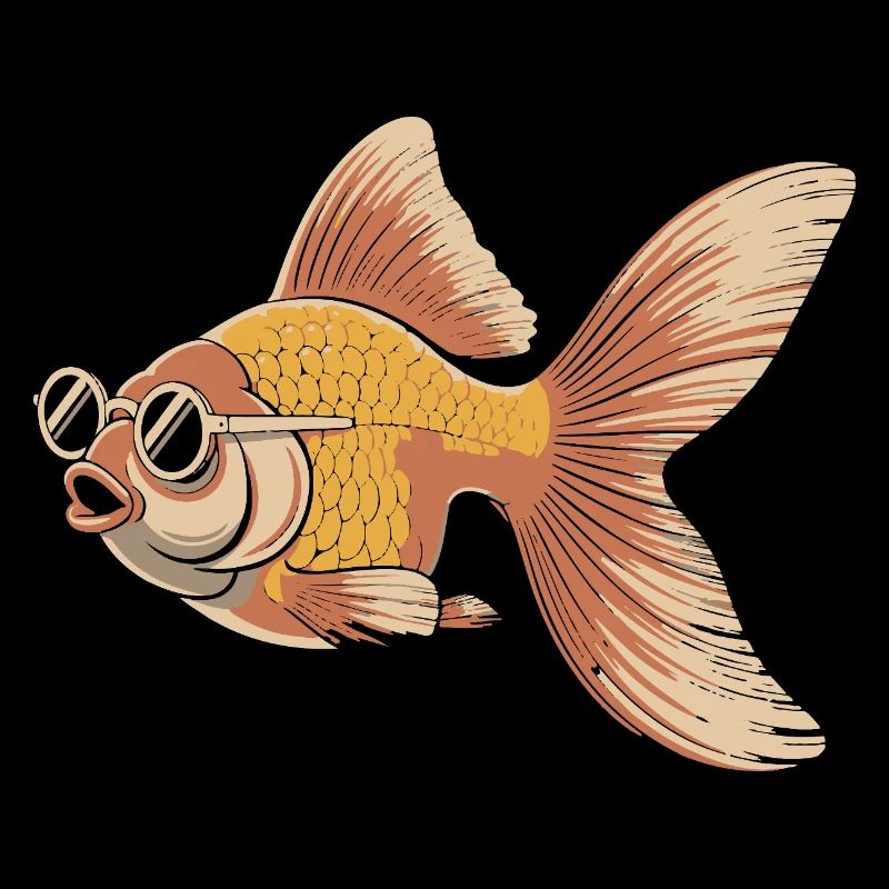 Goldfish with Glasses Retro