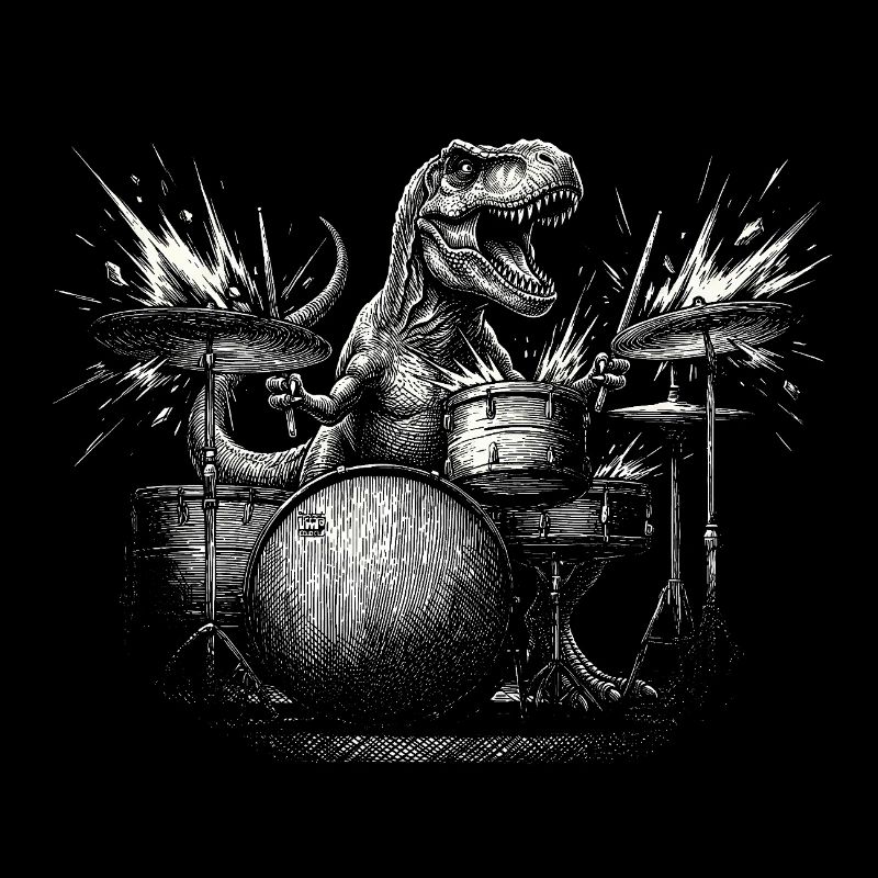 Dinosaurier T-Rex Schlagzeug Drummer Rock Dino