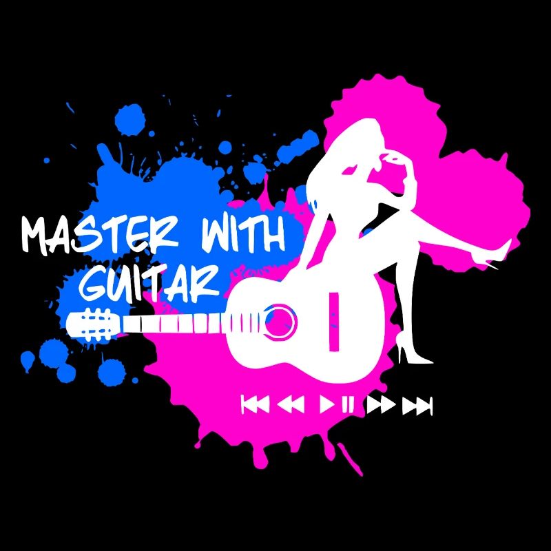 Master with guitar - Blau Pink Weiß