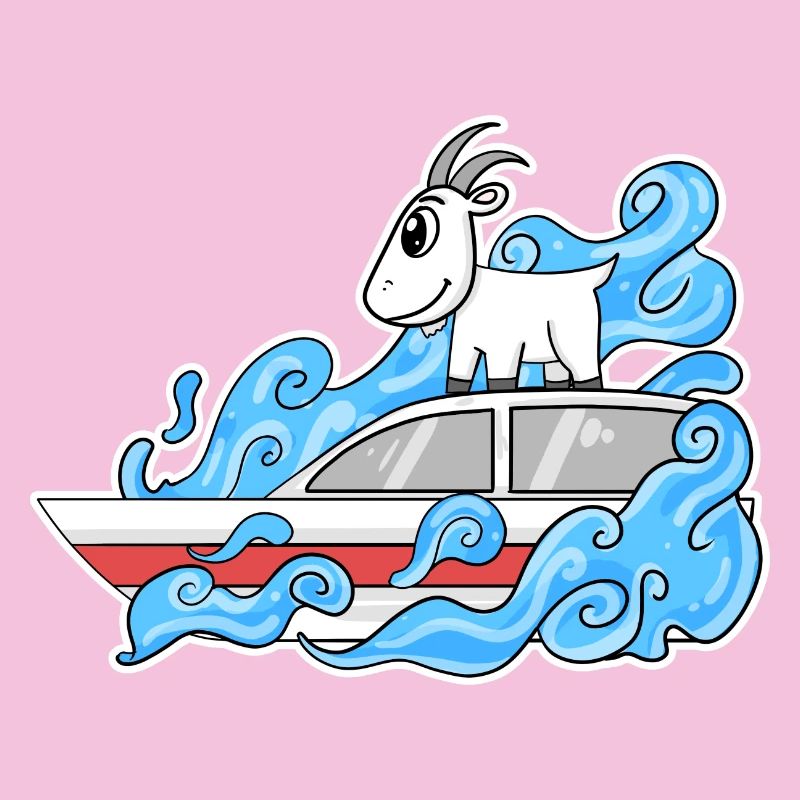 Ziege Boot Lustig Wellen