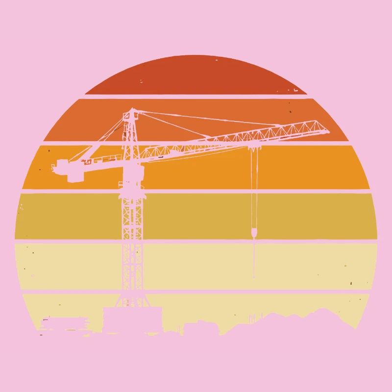 Opérateur de grue Rétro Design – Site de construction et Grue de construction