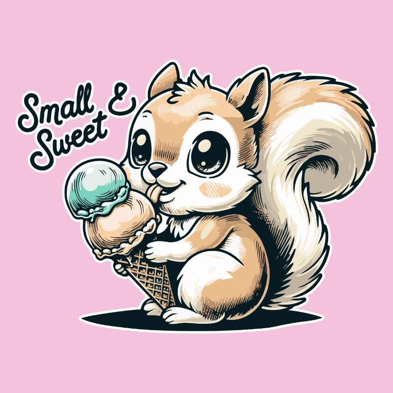 Cute cartoon squirrel with ice cream
