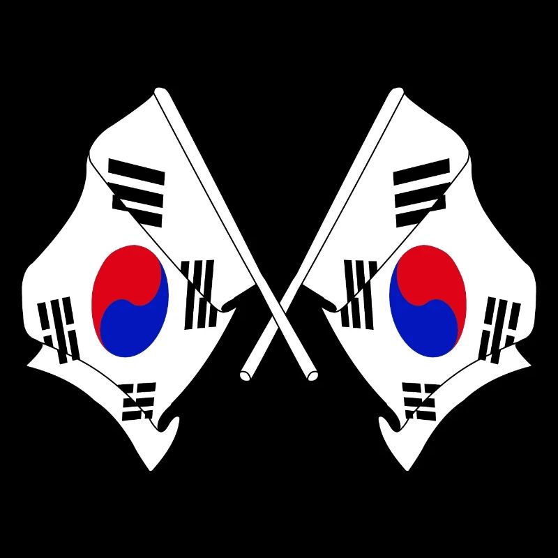 Deux drapeaux croisés de la Corée du Sud