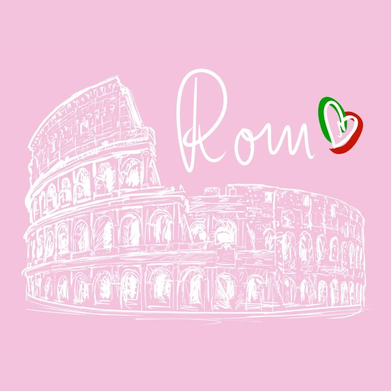 Hand Drawn Colosseum Rome White on Black
